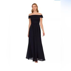 Adrianna Papell Women’s Navy off the shoulder Gown